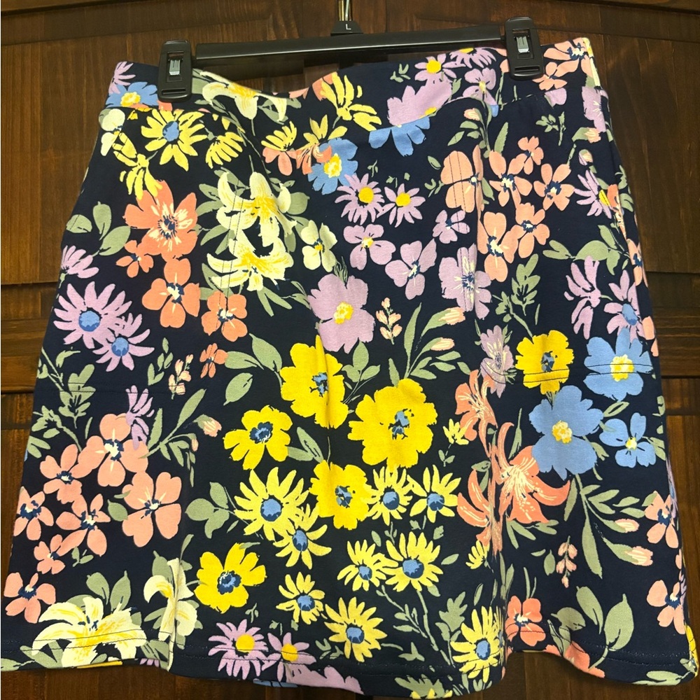Croft & Barrow A-Line Skirt with Floral Print - Navy and Multicolor